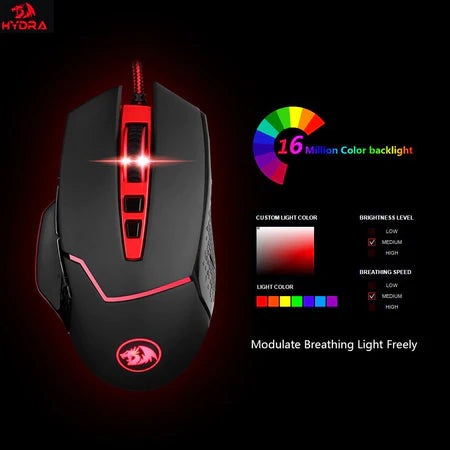 Redragon M907 Inspirit with Omron Switch, 9 Buttons,5 Memory Modes, On the Fly DPI Adjustment, Wired Gaming Mouse Redragon M907 Inspirit with Omron Switch, 9 Buttons,5 Memory Modes, On the Fly DPI Adjustment, Wired Gaming Mouse